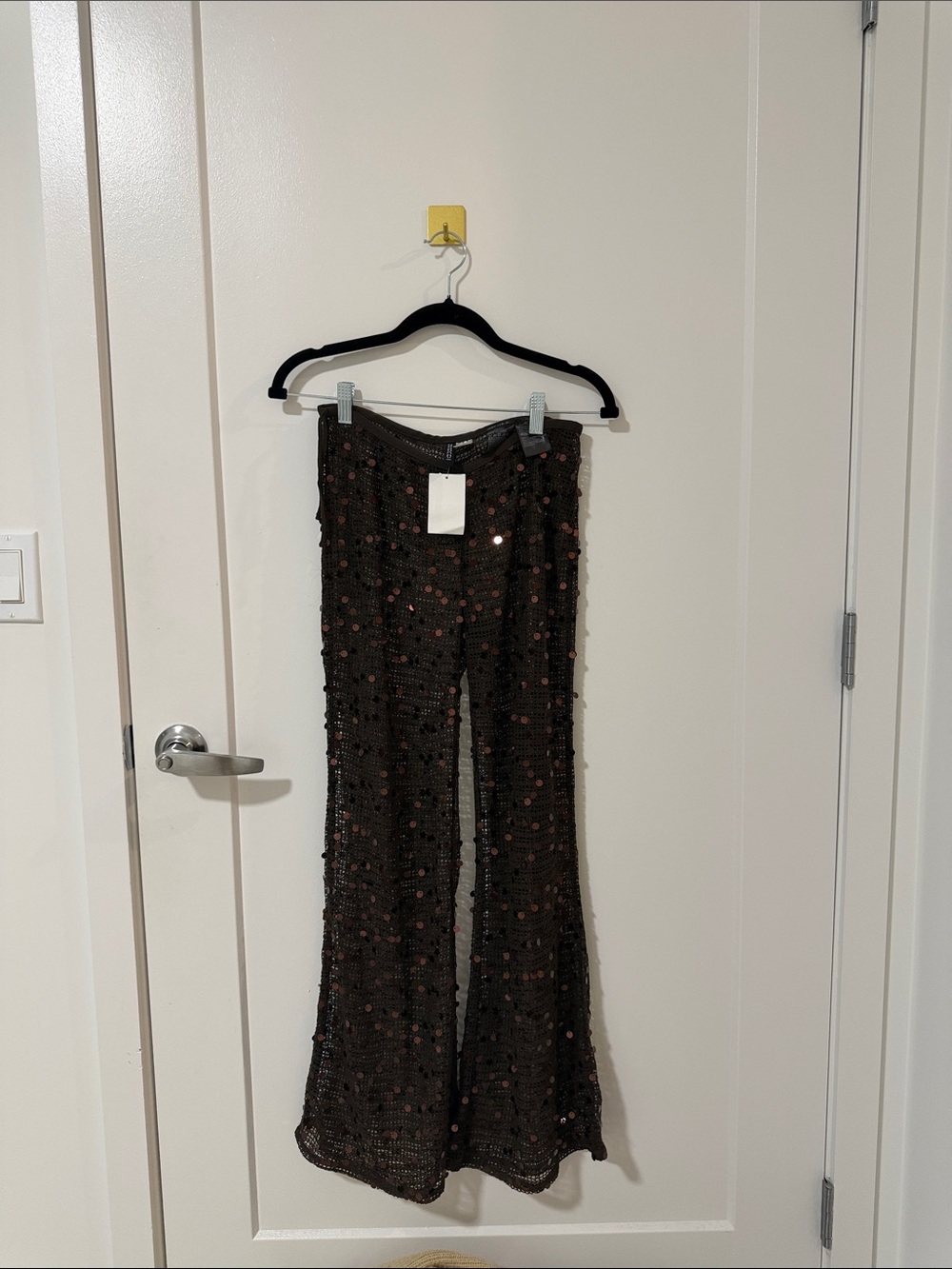 H&M Brown Sequin Flare Pants